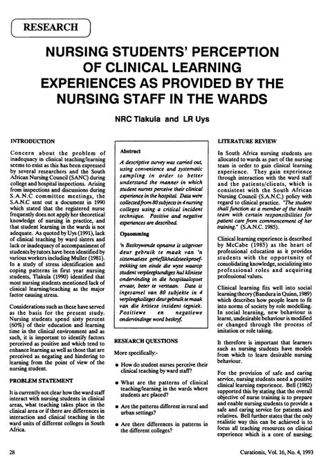 Nursing Students' Perception of Clinical Teaching and Learning in .